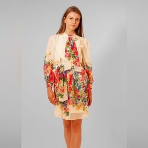 Julia Jordan Ivory floral dress with tie size XS NWT*